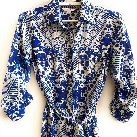 Cabi #422 Blue Jewel Button Down Shirt Dress - Picture 10 of 16